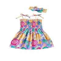 Ljetne princeze Djevojke za djecu Dye Dye Cvijeće Vodenica Print kaiševa A-line haljina za glavu Žuta