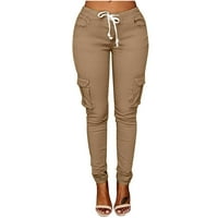 BDFZL Ženske hlače Trendovi za uklanjanje žena Plus veličine Kafe casual Solid elastični džep za struk