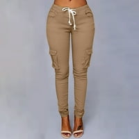 Ženske casual pantalone Trendy Svestrana moda plus veličine Kafe casual Solid Elastic struk džep labave