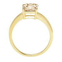 2. CT briljantan Asscher Cut Prirodni morgatit 14k žuto zlato pasijans prsten sz 4.5