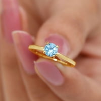Swiss Blue Topaz Solitaire prsten za žene, 14k žuto zlato, SAD 6.00