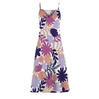 Ženske ljetne haljine V izrez cvjetni ispis špageta slim duga haljina trendi plaža maxi haljina sandress