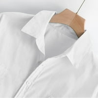 Muška baggy pamučna posteljina džepa od punog dugih rukava retro T majica za bluzu