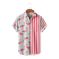 Flowers Flamingo Hawaii Muška košulja tiskanje plaža Kids Kids Style Hawaiian Boys Majica Moda Rever