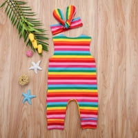 Douhoow Newborn Baby Girls Rainbow ROMPER Ljeto Striped Striped Striped