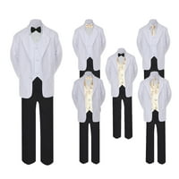 5- Formalno crno bijelo odijelo Set Champagne Bow priključak prsluk dječak