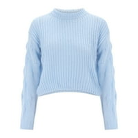 Prevelizirani džemperi za žene Čvrsto boje O-izrez dugih rukava jesen zima labav povremeni mjehurići