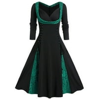 Plus veličina haljina za žene čipke srednje dužine dugih rukava modna putovanja A-linija 5xl zelena