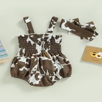 Zapadna novorođenčad Dječja djevojka ljetna odjeća Jedna Rompers kravju spot bez rukava, halter traka