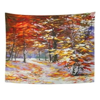 Remek-djelo do jesenskog drveta platna nafta pejzaža Zimska zidna umjetnost Viseća tapiserija Kućni