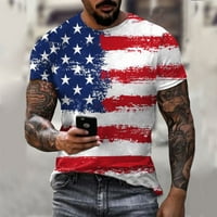 Muški ljetni 3D Digitalni ispis Dan neovisnosti okrugli izrez majica s kratkim rukavom bluza bijela