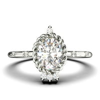 Zasljepljujućih umjetničkih nouvea 1. karat ovalni rez dijamantni prsten za angažman, vjenčani prsten