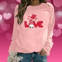 Valentinene majice za žene slatke grafičke teže casual dugih rukava Crewneck dukseri plus veličina pulover