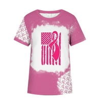 Na prodaju ružičasti rak dojke Top za žene Svijest o raku dojke Casual okruglica za tisak kratkih rukava majica Ljetni vrhovi, ružičasti