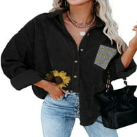 Asvivid ženske košulje jakne Grafički ispis Dugme s dugim rukavima dolje Bluze Ležerne prilike za ogrjevljene