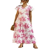 Avamo ljetna haljina s V-izrezom za modne žene koktel party campire struk cvjetni elegantni vintage