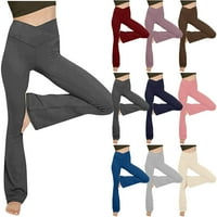 Utoimkio ženski bootcut yoga hlače bljeskalice za žene visoko struk crossover workout salon zvona na dnu hlače