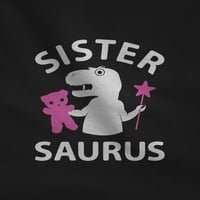 TStars - sestra Saurus - sladak poklon za velike sestre Girls T-Re djeca majica x-mala crna
