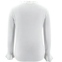 Ležerne prilike slatke košulje s dugim rukavima za žene Grafički labavi fit posadni vrat Ispis pulover