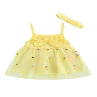 Xkwyshop Baby Girls casual haljina pređe ananas vez uzorak patchwork mrežnog luk bez rukava ljetna princeza