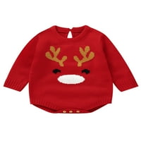 Bagilaanoe Newborn Baby Boy Božićne džemper s dugim rukavima BodySuits jelen Ispis pulover dojenčad