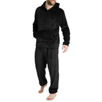 Zimska crna muška muška sezona modna slobodno vrijeme Soft Home Solid Bool košulje pantalone pidžama