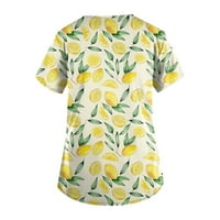 Bluze za žene Štampanje kratkih rukava V-izrez V-izrez plod Print Radni džep bluza m