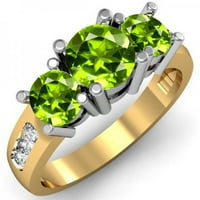 DazzlingRock kolekcija 14k zeleni peridot i bijeli dijamantni zaručni prsten, žuto zlato, veličina 8.5