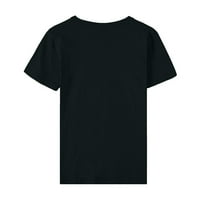 Buigttklop majice za žene, ženski vintage Dan zahvalnosti uzorak uzorak casual kratkih rukava bluza crna m