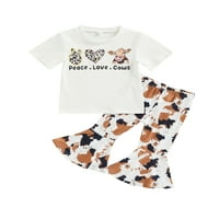 Lieramram Toddler Kids Girls Ljetni setovi odjeće 1T 2T 3T4T5T 6T majica kratkih rukava + stoke ispis