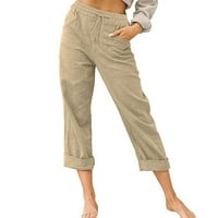 Airpow Slatke jesenske pantalone Žene Ležerne prilike čvrstih boja zavoj elastični struk Udobne ravno
