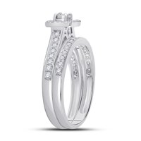 10k bijelo zlato okruglo Diamond Halo Bridal Wedding Ring Set CTTW