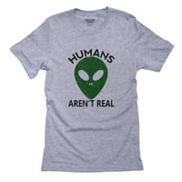 Ljudi nisu stvarni - cool zeleni vanzemaljski grafički muške sive majice