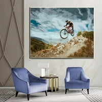 Posteri Ekstremni sportski poster Vožnja planinskom biciklom nizbrdo leteći plakat Bike Wall Art Platnes