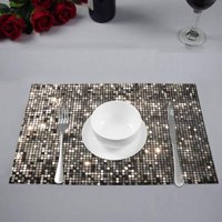 Moderne srebrne pločice mozaik sa laganim spotovima Placemats prostirke za stolni prostor za trpezariju