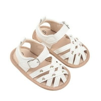 Allshope Baby Girls Ljetne sandale, zatvoreni cvjetni vez stanovi za novorođene prve šetnje cipele