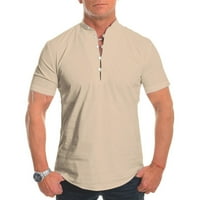 Muška majica Slim Fit Plain V- izrez mišića kratkih rukava Casual ugradni tee vrhovi marelica 2xl