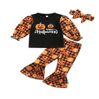 Bagilaanoe Toddler Baby Girl Halloween Outfits bundeve Print Dugi rukavi trak trakne pantalone 3T Fall