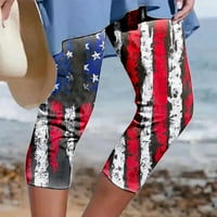Amtdh Ženska zvijezda Striped American Zastava za ispis hlača Radno plaža Lagane hlače Lady Lounge pantalone