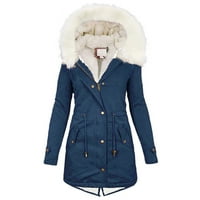Ženske zimske kapute, ženska topla kapuljača debela podstavljena gornja odjeća Velike okovratne jakne