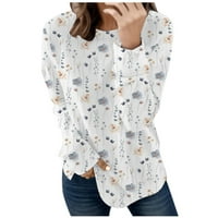 Yyeselk bluze za žene srušiti casual okrugli vrat dugih rukava tunik vrhovi trendi elegantni cvjetni