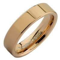 Rose Gold pozlaćena ravna cev unisa u unise vungsten karbid vjenčani prsten polirani bend