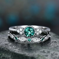 Mnjin ženski modni dijamantni prsten sa par nakita par prstenovi set veličina zelena
