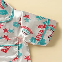 Bagilaanoe 4. jula Pidžama set za Toddler BABY BOYS Slokovo s kratkim rukavima Tors + kratke hlače 3T