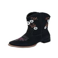 Gomelly Ladies Western Boots niske potpetice Vintage Cipele vezene kravljeg čizma retro vanjska šetnja
