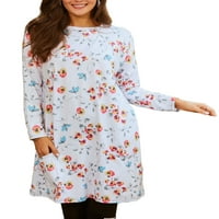 Colisha Plus Size Žene udobne cvjetne print Nightcown dugih rukava Tunike T-majice Haljina za spavanje