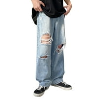 Muška modna moda plus-size labave traperice ulice široke noge pantalone Hlače poklon