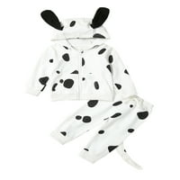 Lisenrain Baby Dalmatinski kostim dugih rukava Zip up dukserice sa ušima + hlače za rep postavljene