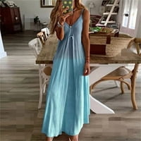 Ženska ležerna ljetna haljina gradijentna boja V izrez bez rukava Spaghetti haljine Flowy Beach Camisole