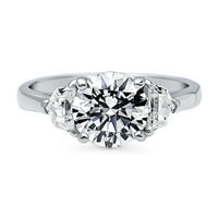Sterling srebrni 3-kamen vjenčani prsten za vjenčanje okrugli kubični cirkonijski CZ prsten za žene,